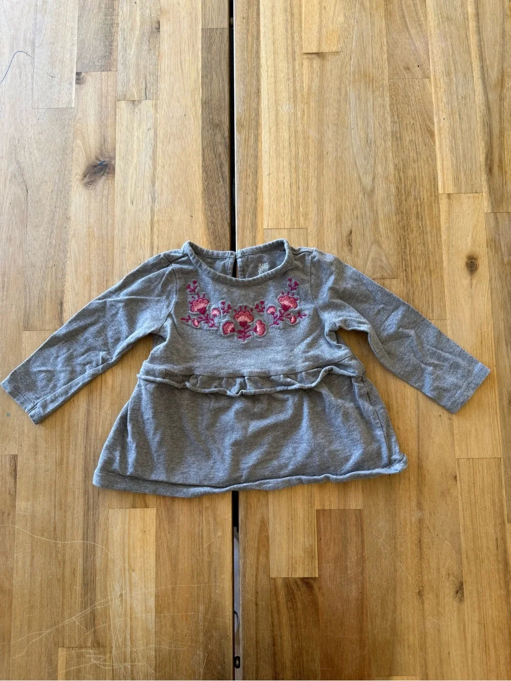 Just One You Carter’s Gray Floral Embroidered Dress 12M